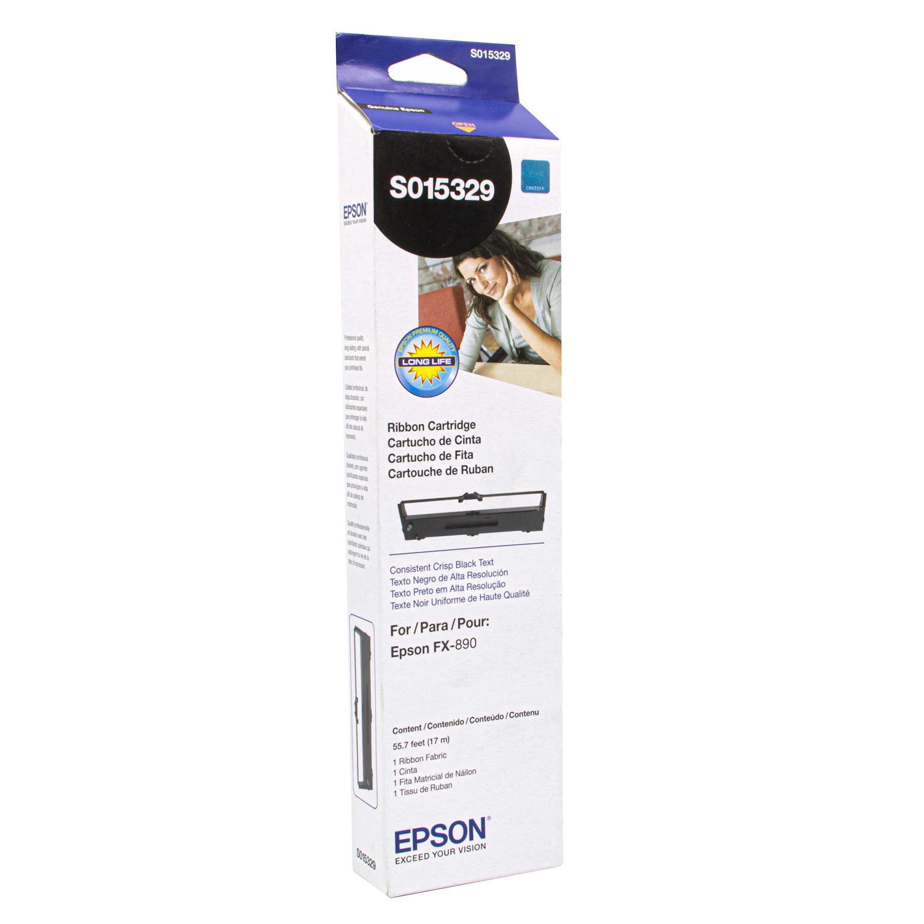 Cinta Epson S015329 Negra Para FX-890 — Rendimiento 7,500 Caracteres