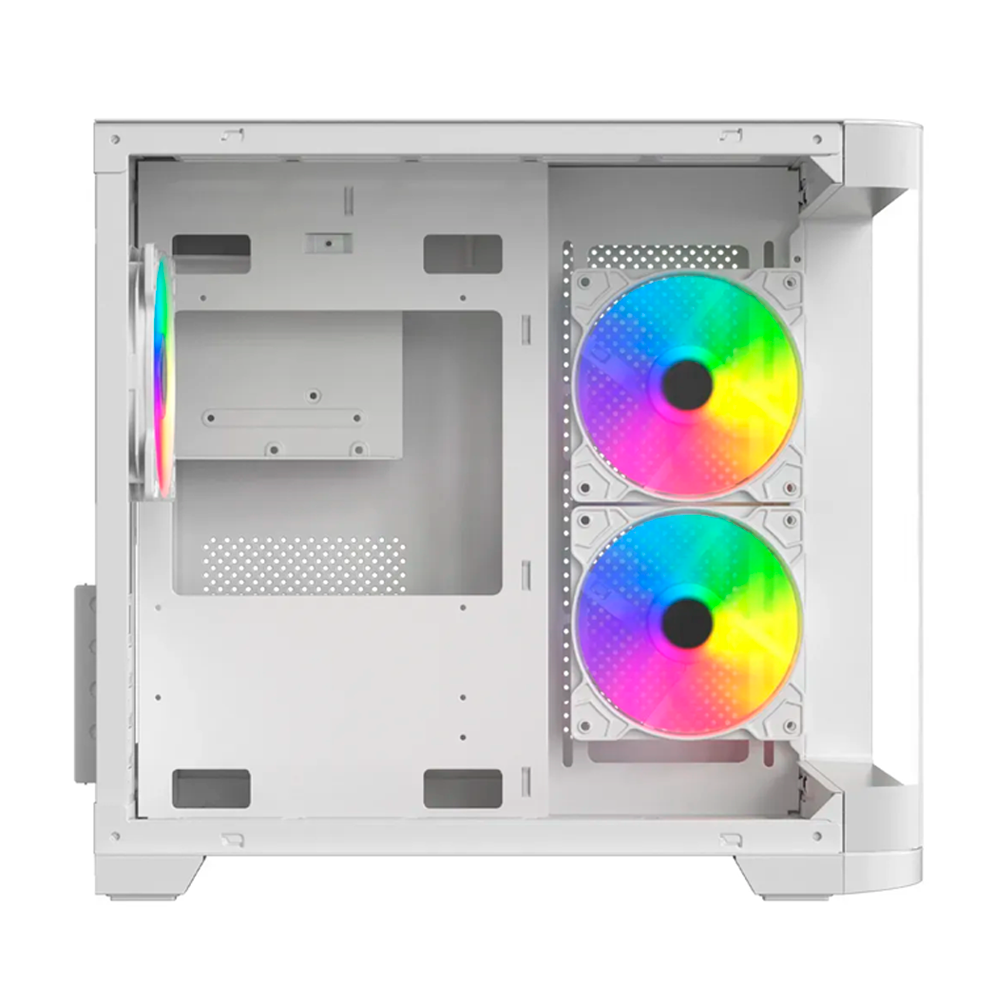 Gabinete Curvo Xzeal M-ATX/ITX 2x USB 2.0 + 1x USB 3.0 + 3.5 mm + 3 Ventiladores RGB Blanco