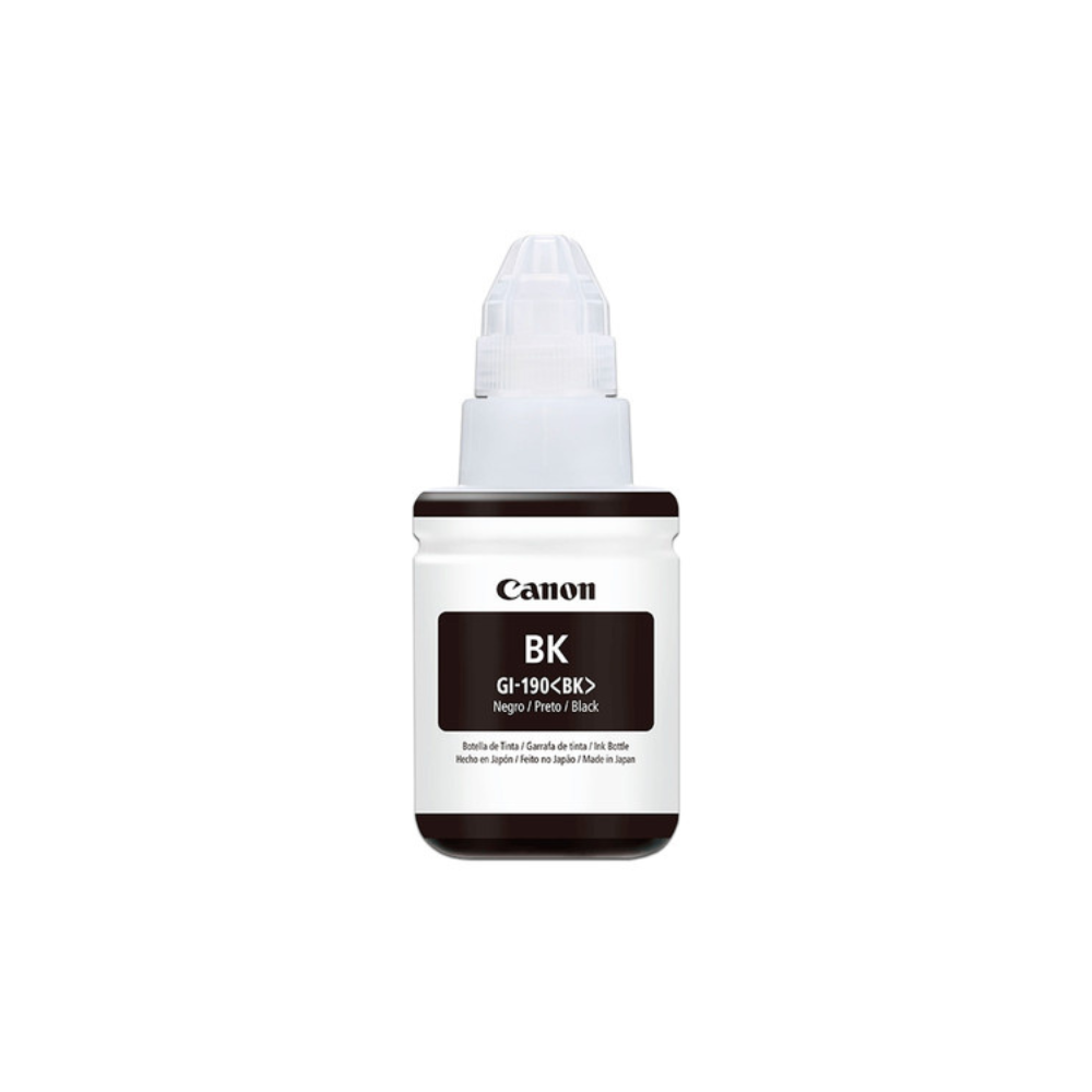 Tinta Canon GI-190BK 0667C001AA Negra Bote Para Pixma G1100 / G2100 / G3100 — Rendimiento 6,000 Páginas