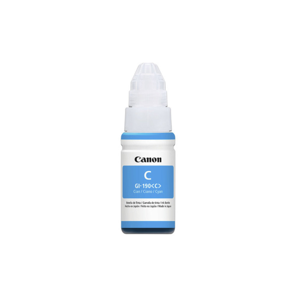 Tinta Canon GI-190C 0668C001AA Cyan Bote Para Pixma G1100 / G2100 / G3100 — Rendimiento 6,000 Páginas