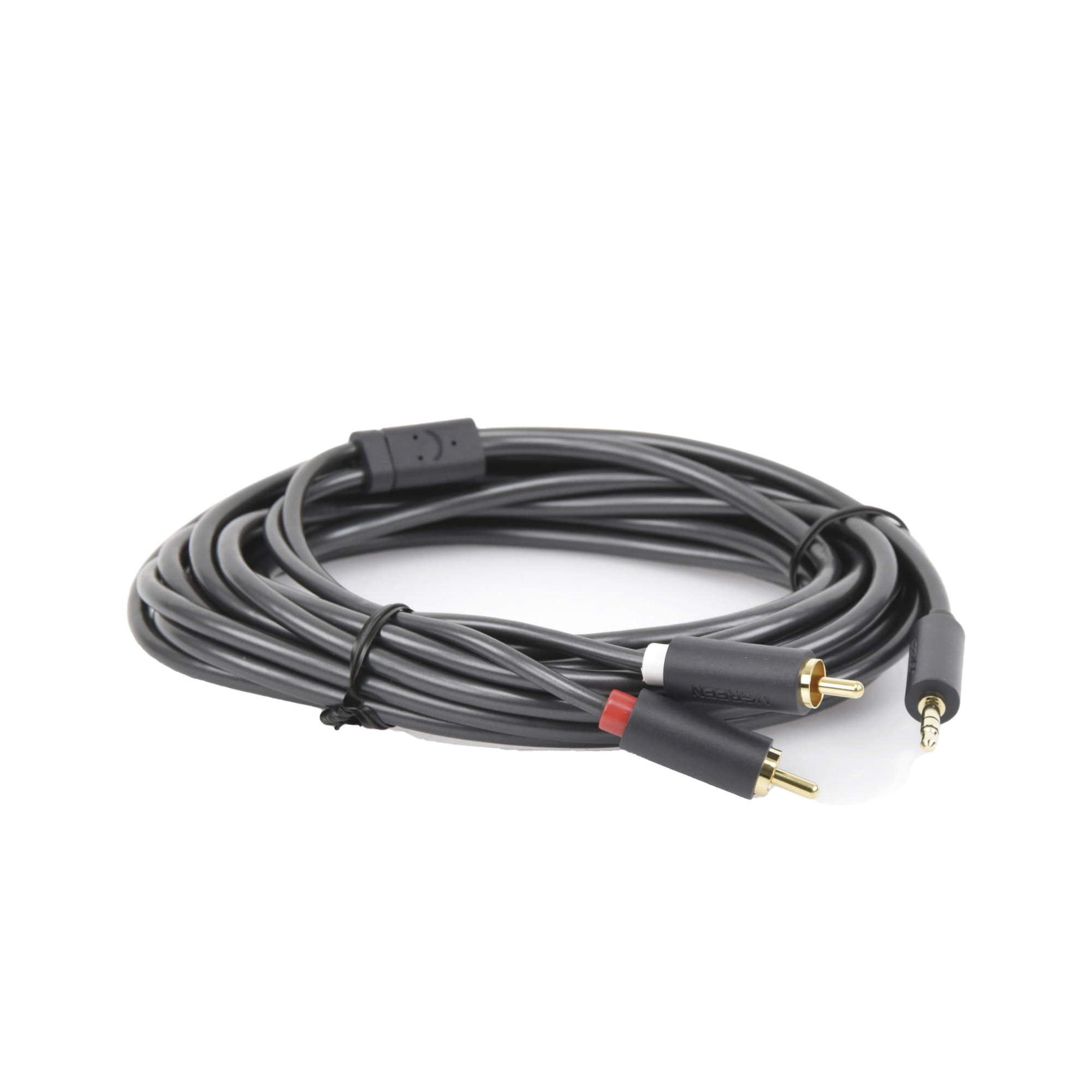Cable 3.5mm a 2 RCA 5m Gris Blindaje Múltiple ABS Alta Calidad