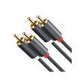 Cable Audio 2 RCA a 2 RCA 3m Negro Alta Calidad Anillos Goma Agarre Firme