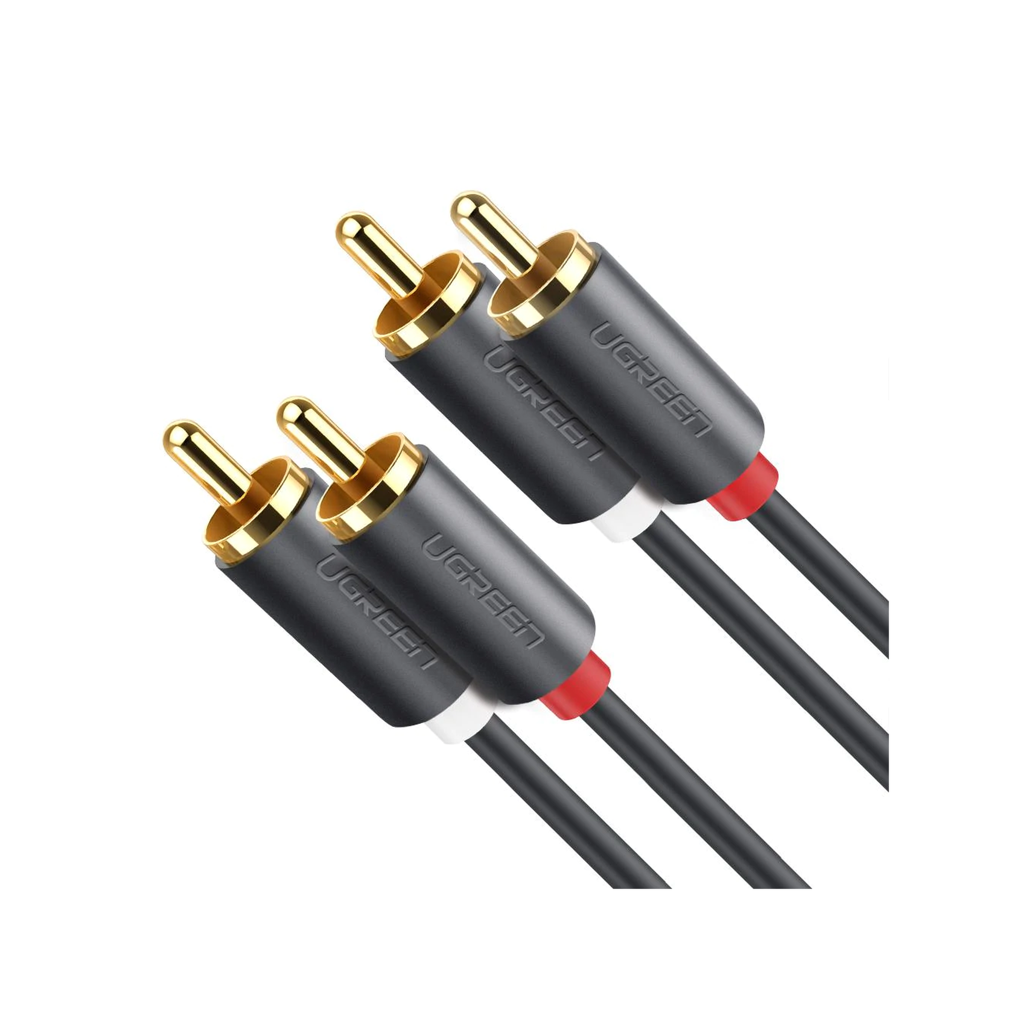 Cable Audio 2 RCA a 2 RCA 3m Negro Alta Calidad Anillos Goma Agarre Firme