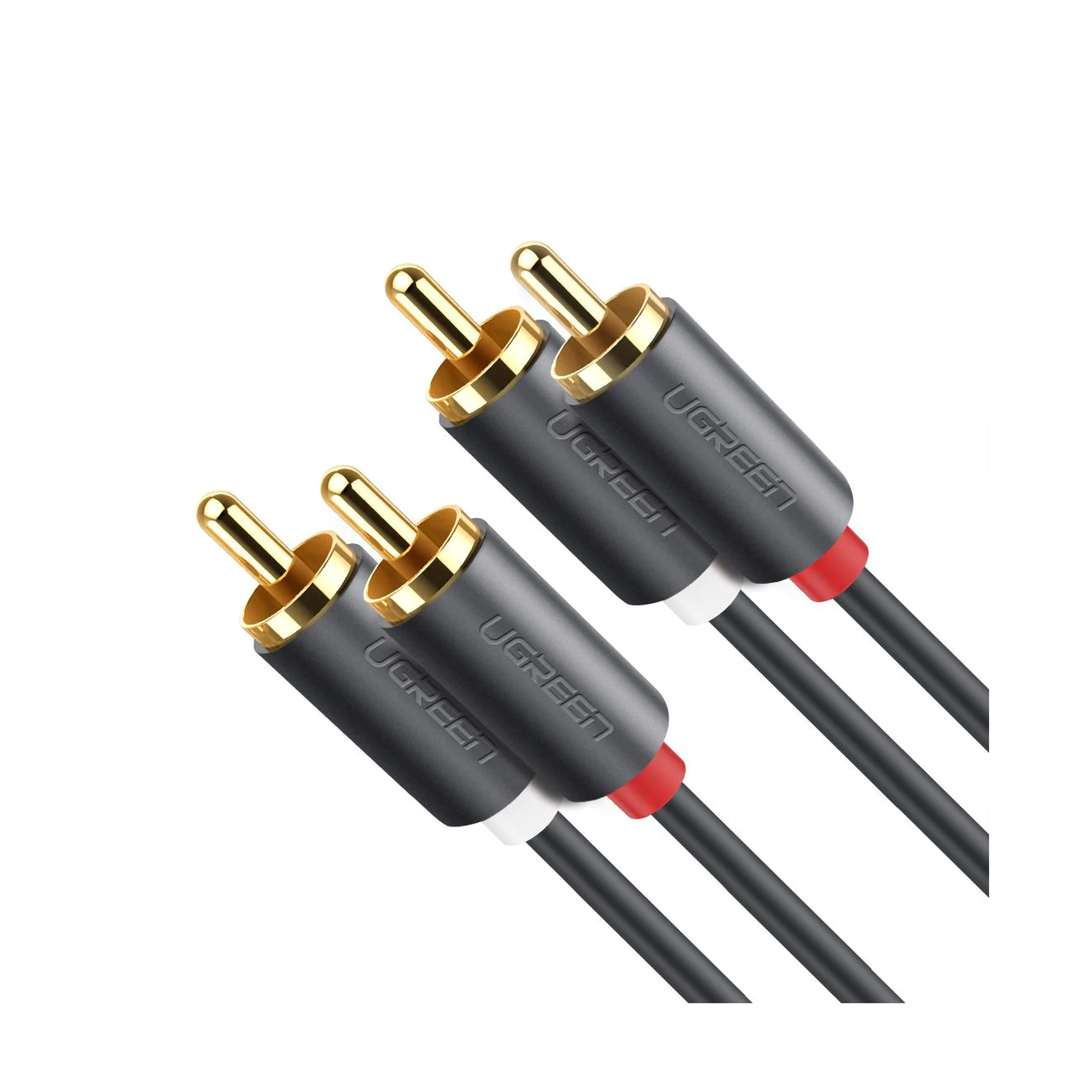 Cable Audio 2 RCA a 2 RCA 5m Negro Alta Calidad Anillos Goma Agarre Firme