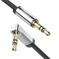 Cable Auxiliar Plano 3.5mm a 3.5mm 2m Macho Macho Recto Ángulo 90° Negro