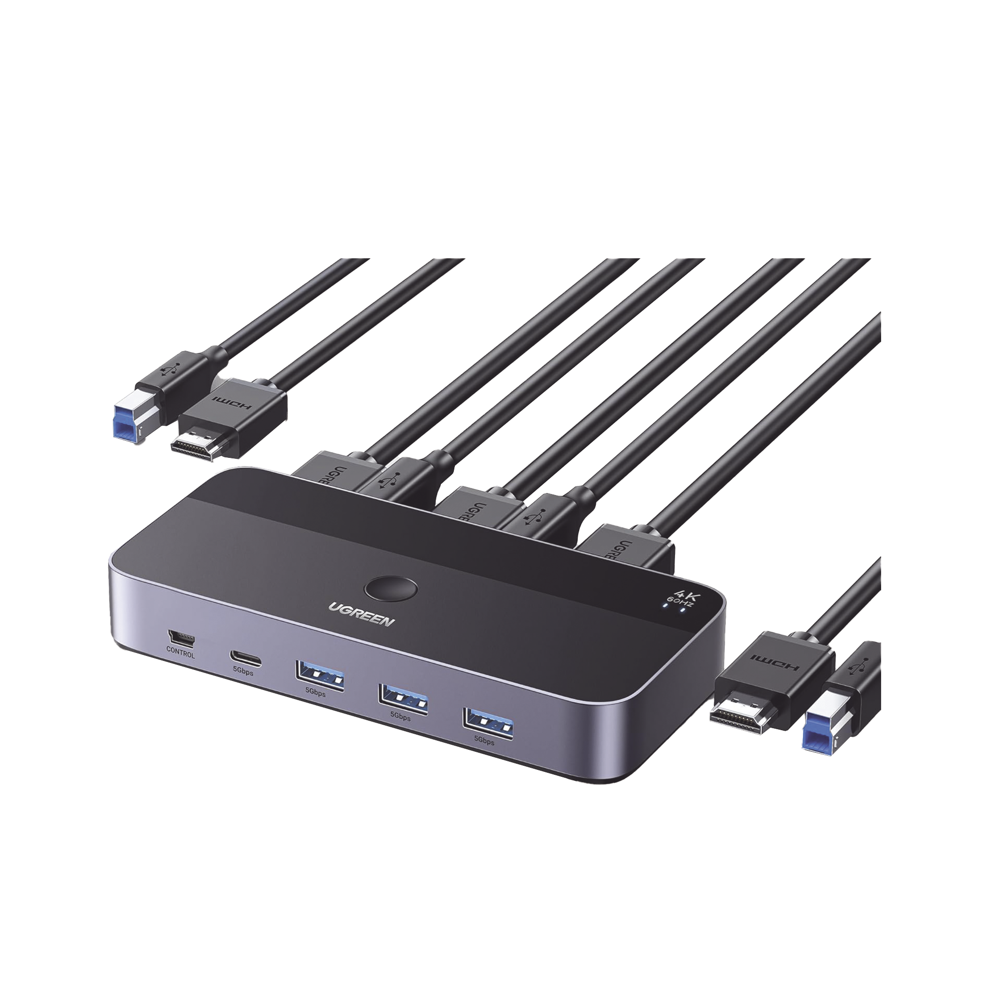 Switch KVM HDMI 4K HDMI 2.0 2x1 4 USB 3.0 HDR LED Win Mac Linux Aluminio