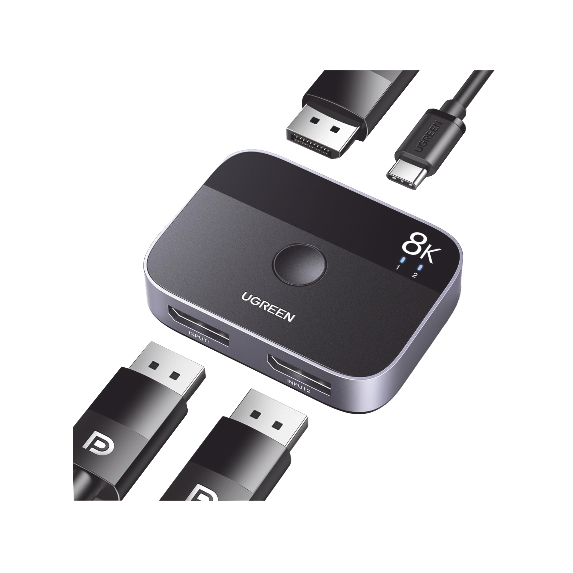 Switch DP 1.4 8K HDMI Splitter 2x1 Bidireccional 3D HDR10+ Dolby Atmos 240Hz 48Gbps FreeSync GSync Audio Chips Avanzados