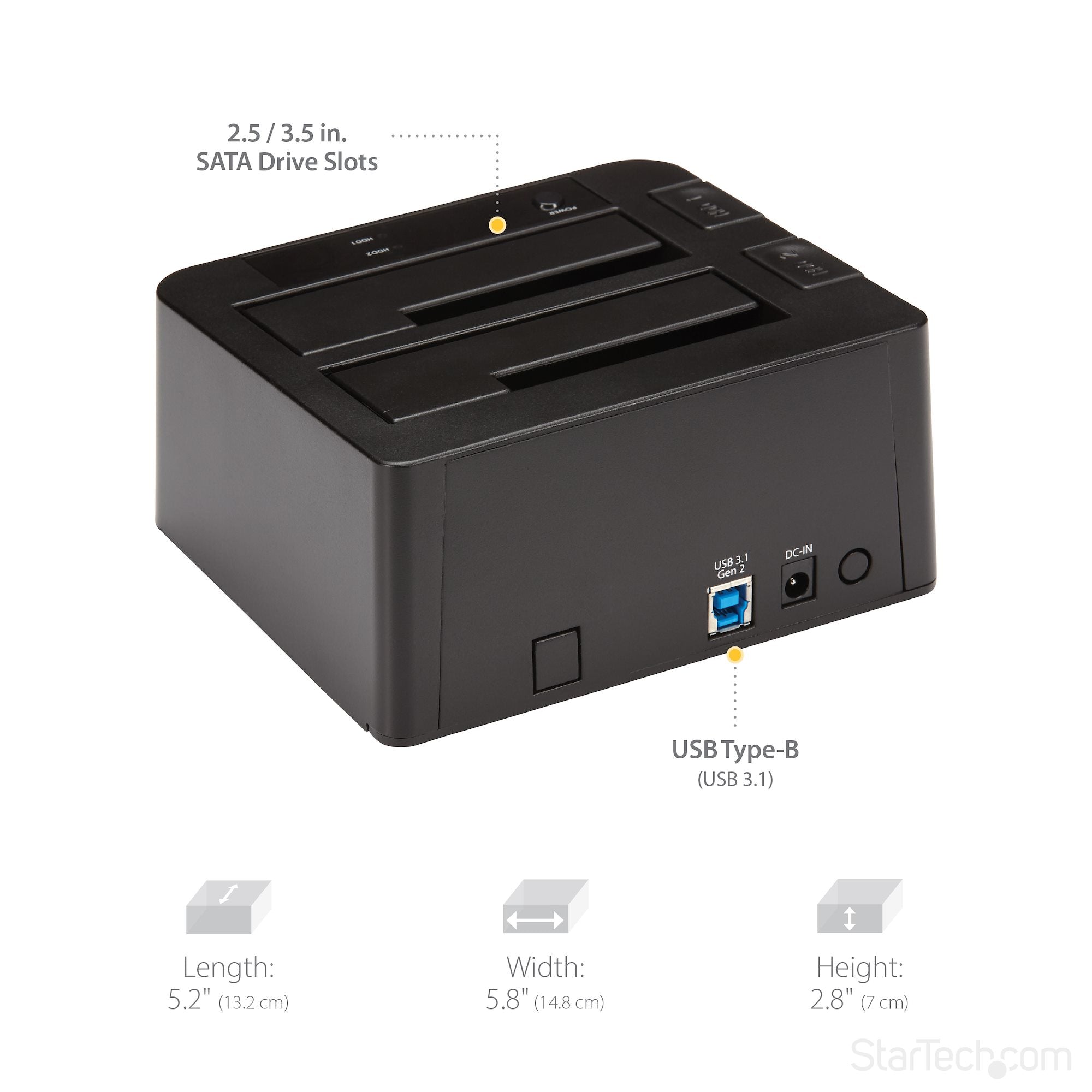 Docking Station de 2 Bahias SATA USB 3.1 10Gbps Startech - SSD/HDD 2.5"/3.5" - Hot-Swap