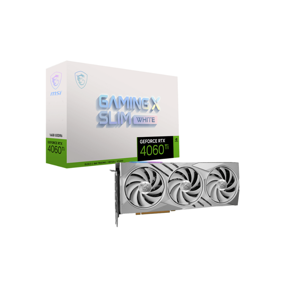 Tarjeta de Video MSI 16GB GeForce RTX 4060 Ti Gaming X Slim White 3X Fan GDDR6 DLSS 3 HDMI/DP