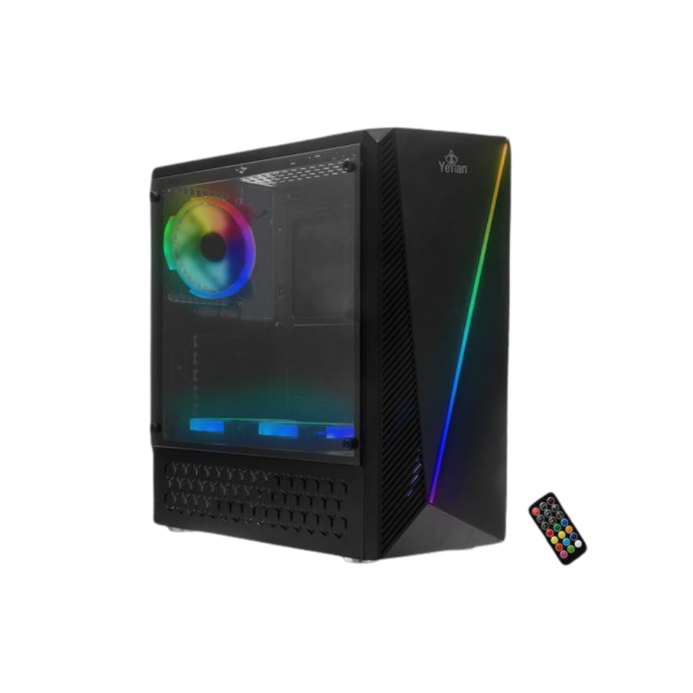 Gabinete Yeyian Crescent ATX, 3 Ventiladores ARGB, Cristal Templado (YCH-LAR7-01BK)