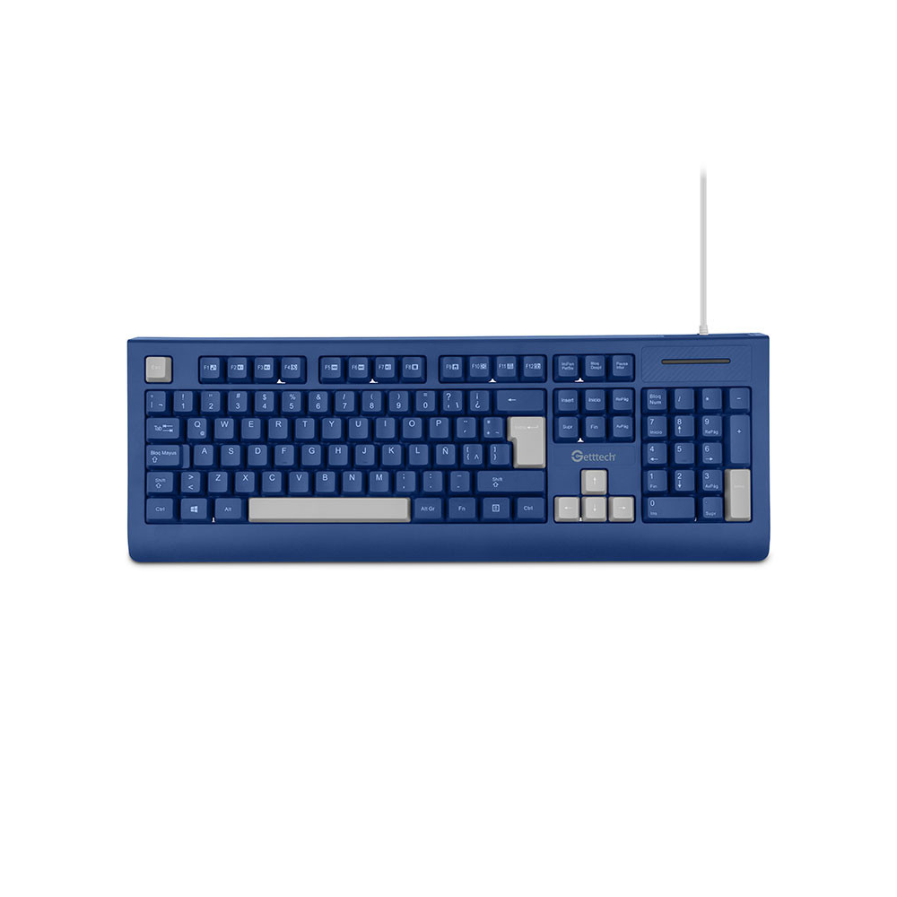 Teclado Slim Getttech Azul Español USB con Reposamanos (GGK-ESMWR-02-BL)