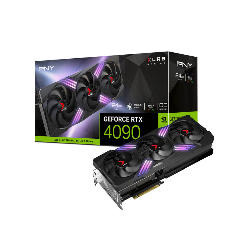 Tarjeta de Video PNY 24GB GeForce RTX 4090 XLR8 Gaming Verto Epic-X RGB 3X Fan GDDR6X DLSS 3 OC HDMI/DP