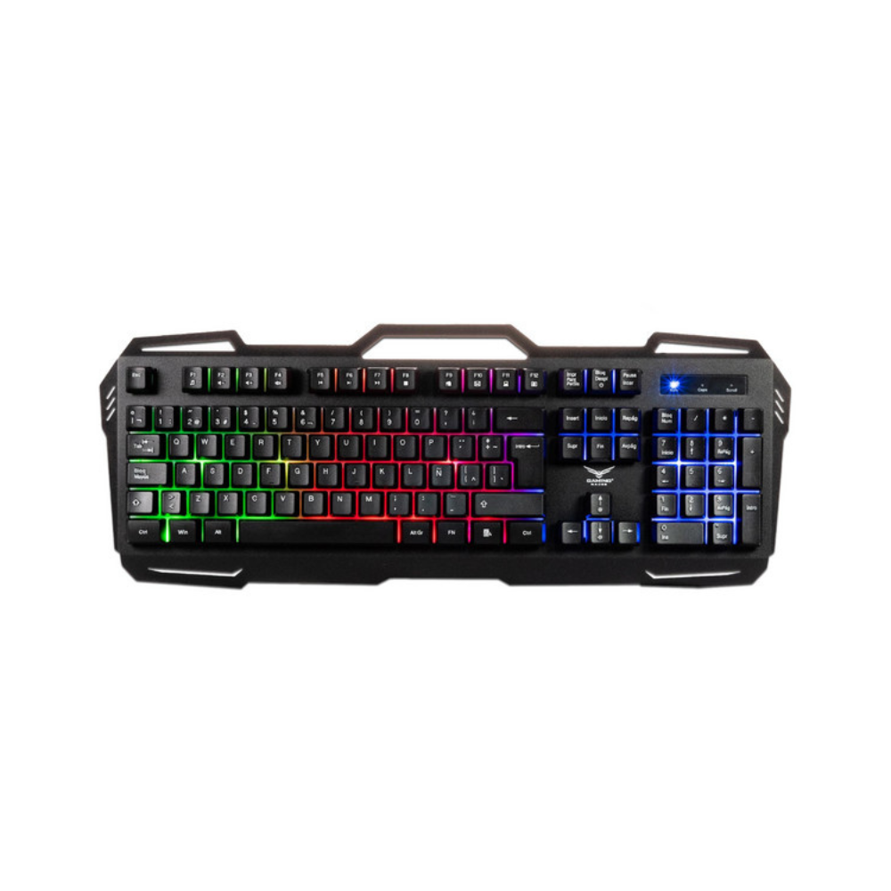 Teclado Naceb metalico gamer alambrico retroiluminado USB-A color Negro