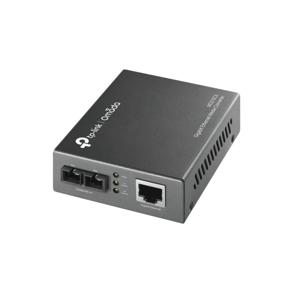 Convertidor Fibra optica Monomodo SC, 1 Puerto RJ45 10/100/1000 Mbps, Hasta 20 Km, Plug and Play