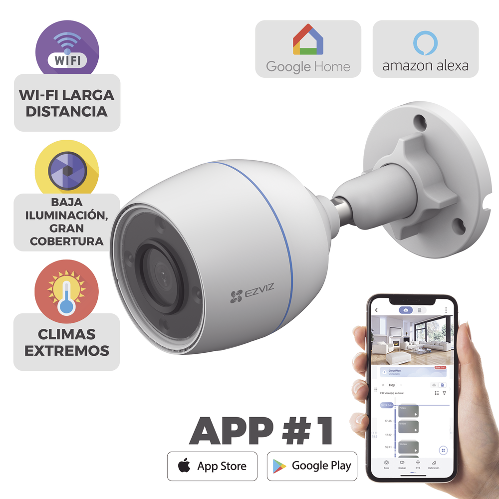 Cámara Tipo Bala WiFi 2MP con Detección Humana, Micrófono Integrado, Ranura MicroSD y Visión Nocturna Avanzada para Exterior