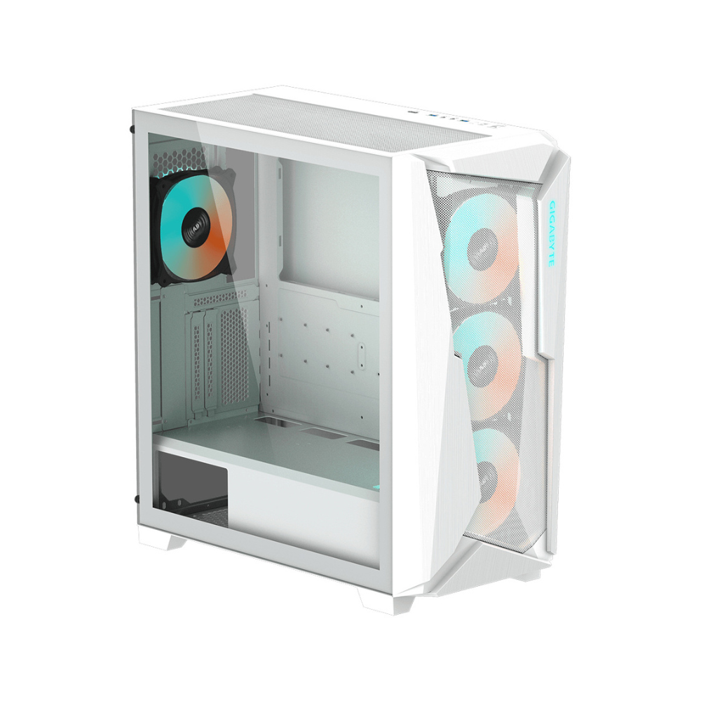 Gabinete Gigabyte GB-AC301GW Blanco Media Torre ATX Cristal Templado 4 Ventiladores ARGB