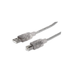 Cable USB V2.0 A-B 5.0M Plata Manhattan (345408)