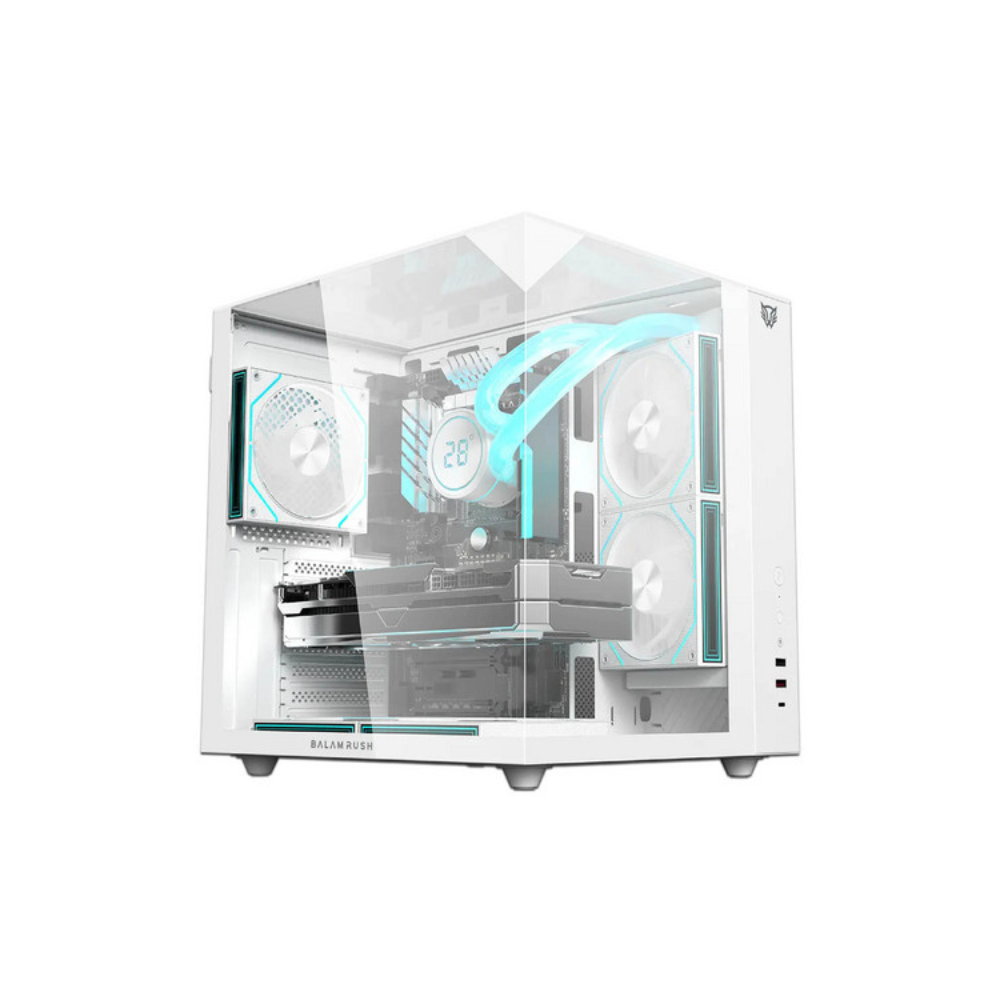 Gabinete Balam Rush Tank Majestic 6600 Media Torre Blanco Cristal 3 Ventiladores ARGB ATX / Micro ATX / Mini ITX Sin Fuente