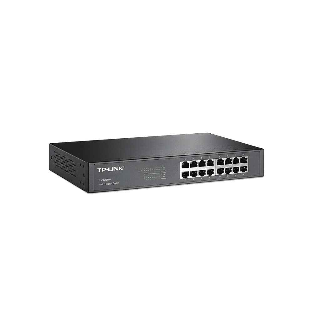 Switch Gigabit No Administrable 16 Puertos 10/100/1000Mbps, Escritorio/Rack