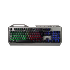 Teclado Naceb metalico alambrico multimedia con iluminacion CYBER STEEL color plateado teclas color Negro