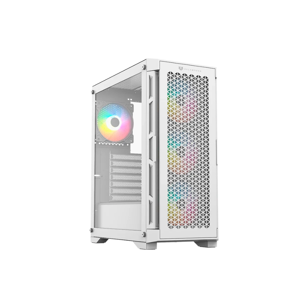 Gabinete Balam Rush Twin Mate 5000 Media Torre Blanco Cristal 4 Ventiladores ARGB ATX Sin Fuente Panel Frontal Intercambiable Cristal / Malla