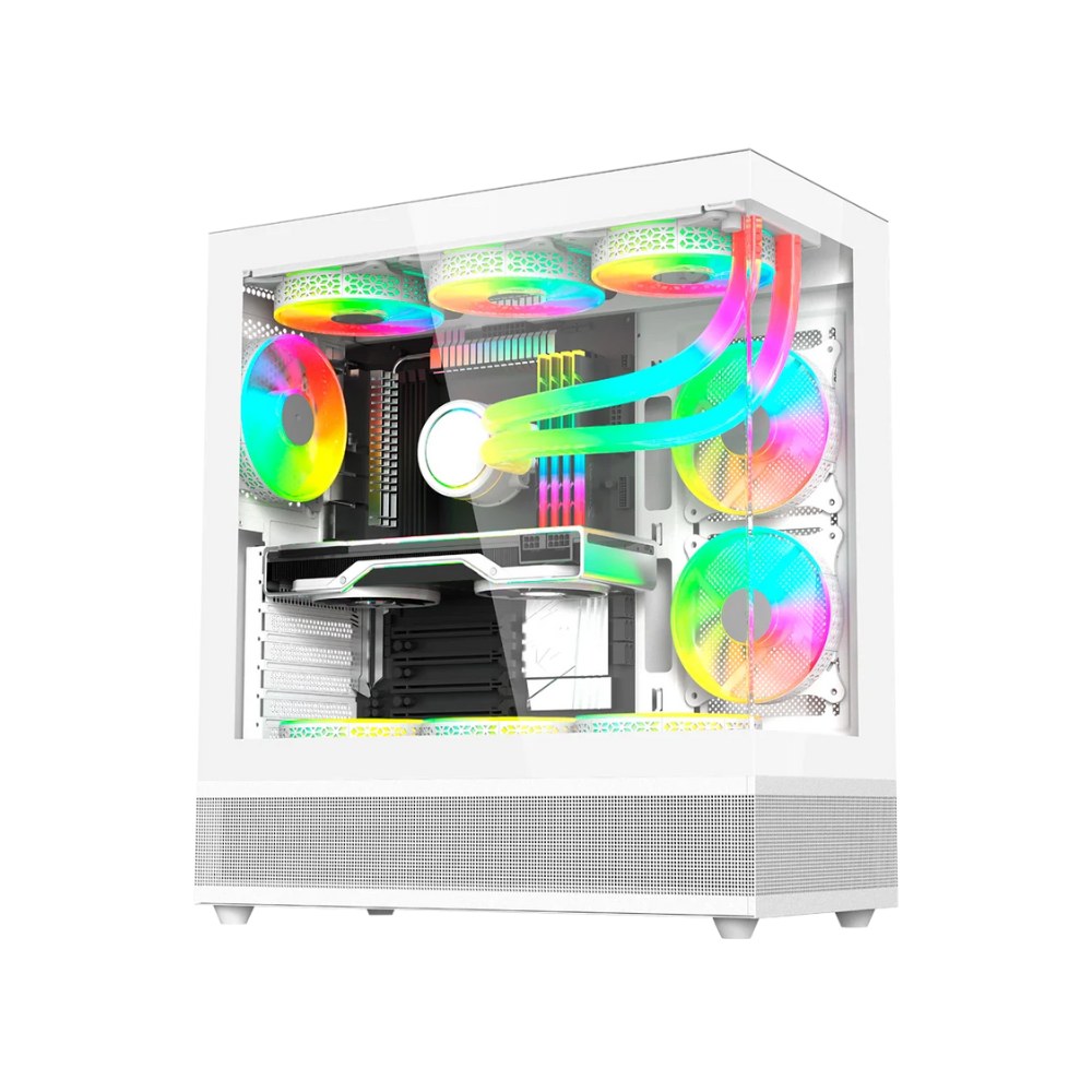 Gabinete Balam Rush Tank 9200 Media Torre USB 3.0 3 Ventiladores ARGB Blanco — Modelo BR-938730