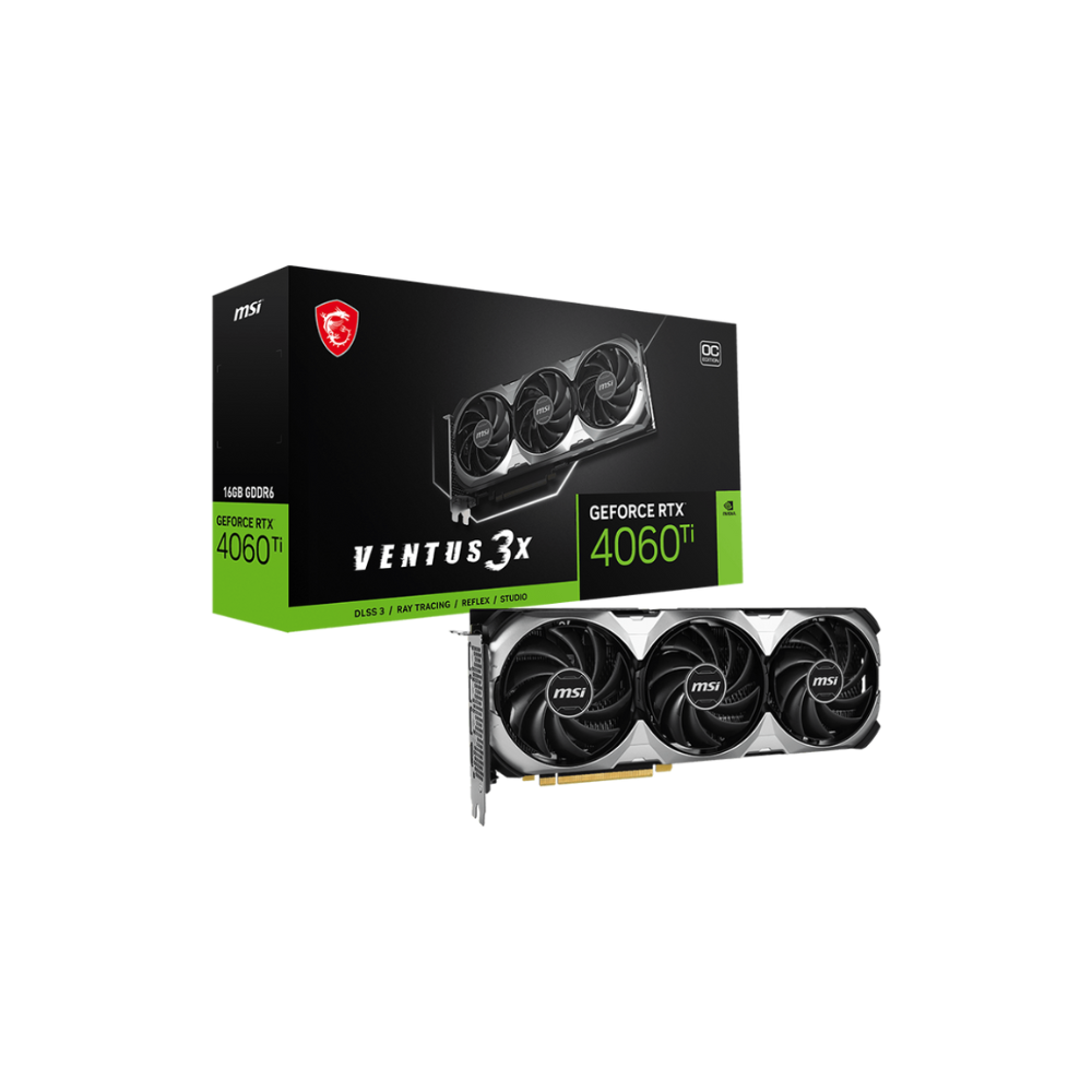 Tarjeta de Video MSI 16GB GeForce RTX 4060 Ti Ventus 3X OC 3X Fan GDDR6 HDMI/DP