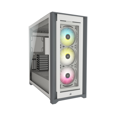 Gabinete Corsair ICUE 5000X RGB Blanco Cristal Templado ATX Semitorre 3 Ventiladores RGB Elite