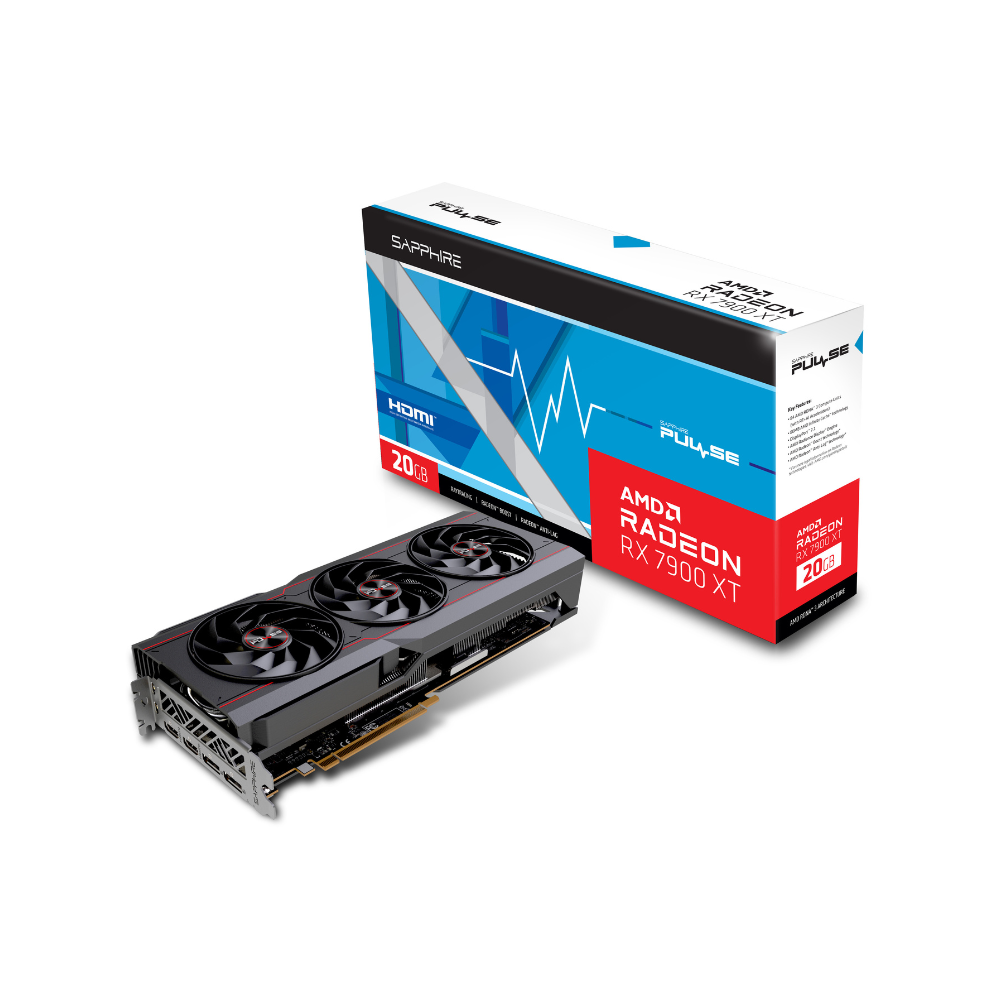 Tarjeta de Video Sapphire 20GB AMD Radeon RX 7900 Pulse XT 3X Fan GDDR6 FSR HDMI/DP