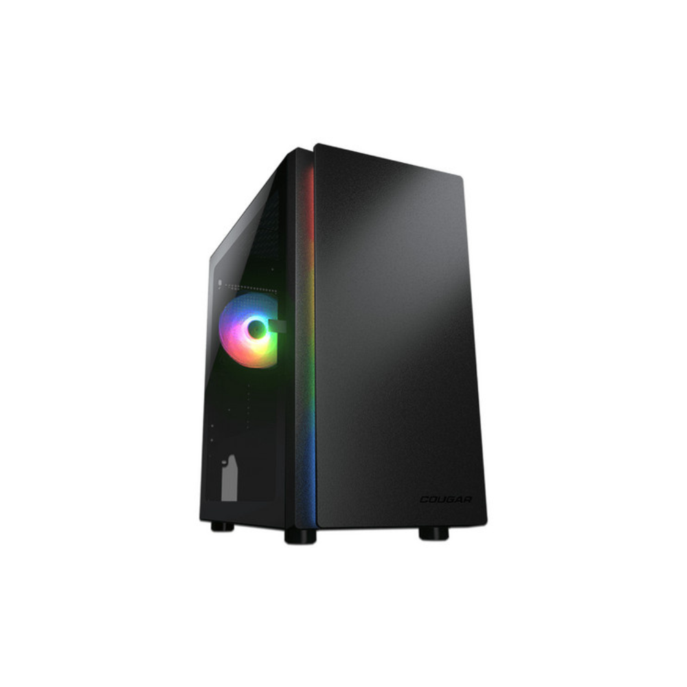Gabinete Cougar Purity Cristal Templado Negro RGB Mini ATX 1 Ventilador