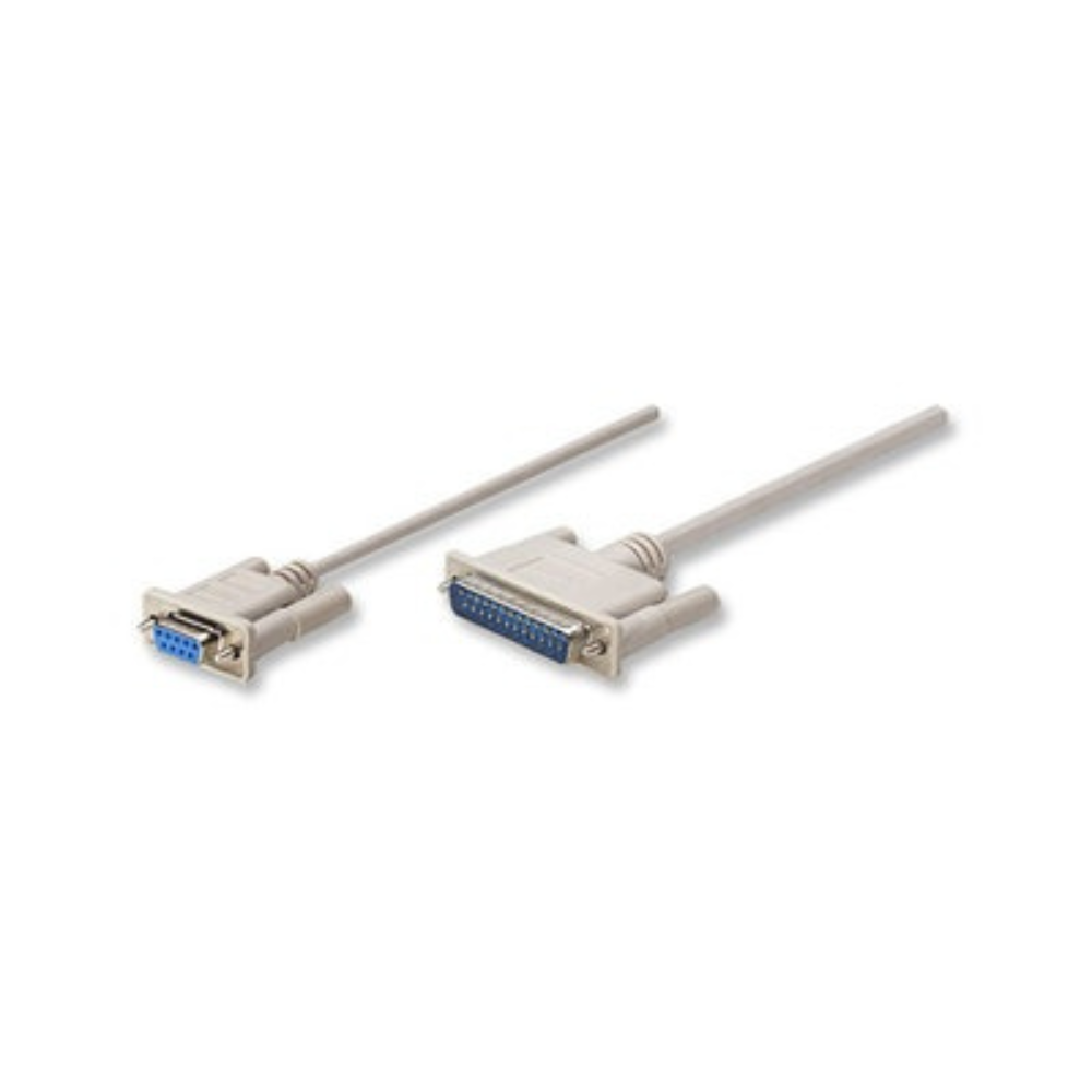 Cable Null Modem DB9 Hembra a DB25 Macho 1.8M Manhattan (314770)