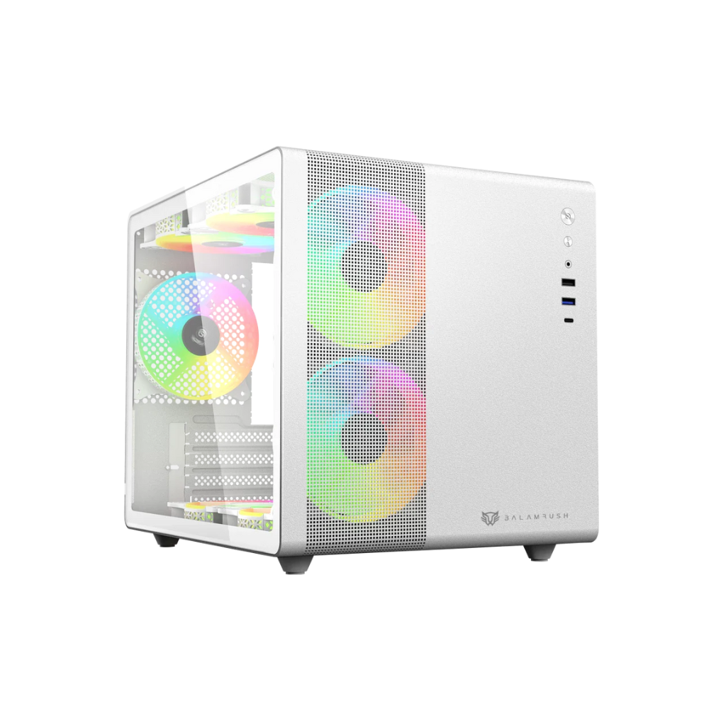Gabinete Gamer GI930 Mini Torre Panel Izquierdo De Cristal Blanco — Modelo BR-936040