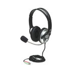 Audífonos Manhattan Estéreo Clásicos Micrófono Extensión Metálica Flexible Negro/Plata