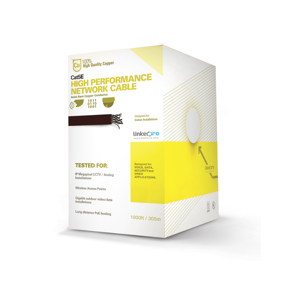 Bobina de Cable de 305m, Cat5e, Alto Rendimiento, Blanco, UL, para Video Vigilancia, Redes de Datos, Uso Interior