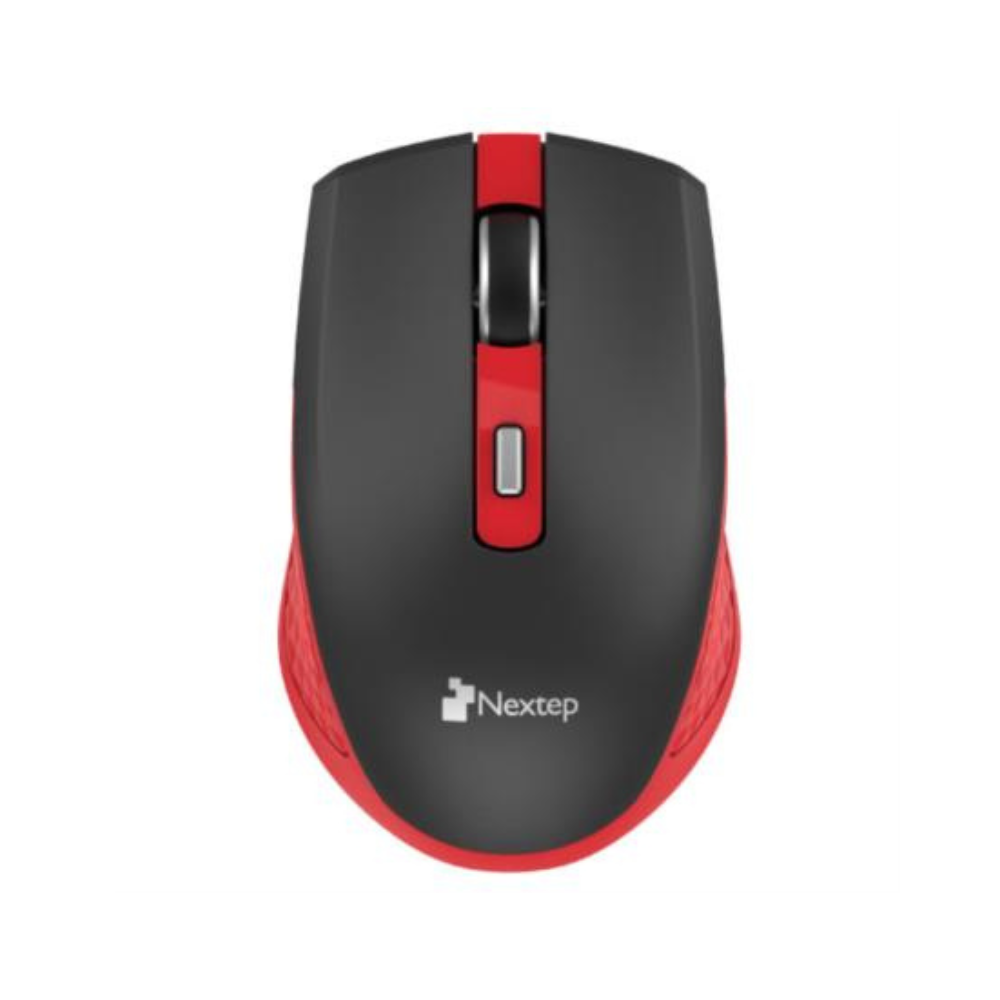 Mouse Nextep Inalámbrico Recargable, Switch de Encendido, 1600 DPI, Negro/Rojo NE-413NR