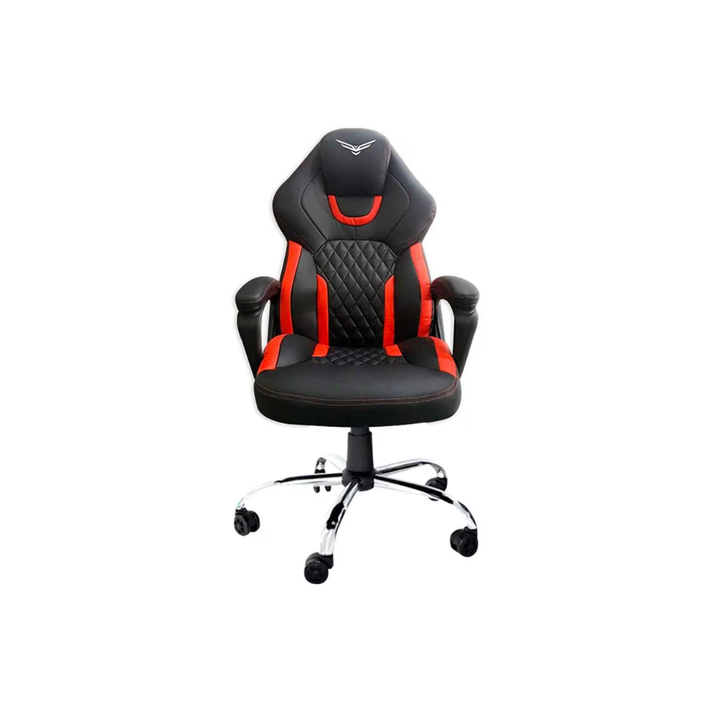 Silla gamer Naceb tank color Negro con Rojo de piel sintetica vinil altura y respaldo ajustable