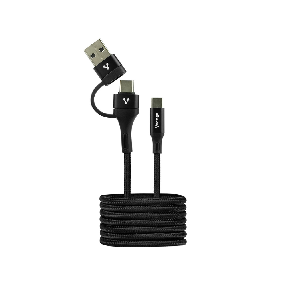 Cable Vorago Tipo C-C con Adaptador USB PD 60W 1M Carga Rápida Negro (CAB-126)