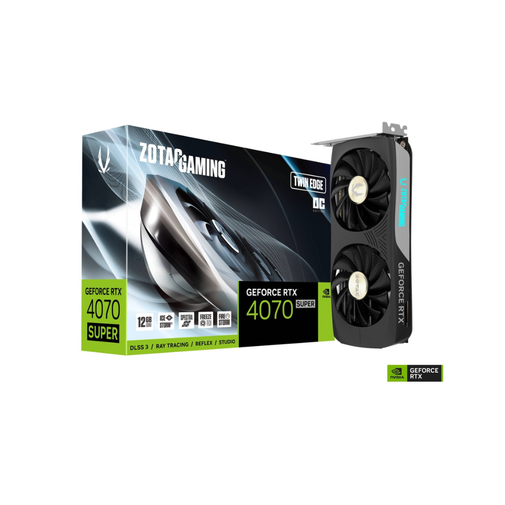 Tarjeta de Video Zotac 12GB GeForce RTX 4070 Super Twin Edge 2X Fan GDDR6X DLSS 3.5 OC HDMI/DP