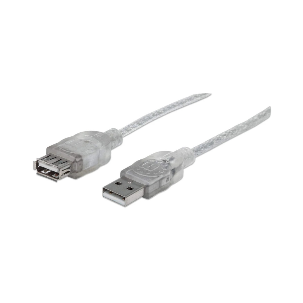 Cable Extensión USB V2.0 M-H 3.0M Plateado 480Mbps Manhattan (340496)