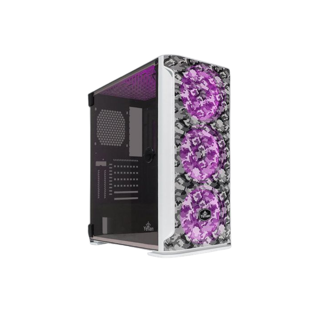 Gabinete Yeyian Hollow 2500 ATX, 3 Ventiladores ARGB, Malla, USB, Blanco (YGH-49704)