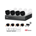 Kit Dahua 4 Canales, Camaras 5MP, DVR Cooper-I WizSense IA, H.265+, Deteccion Avanzada de Humanos y Vehi­culos