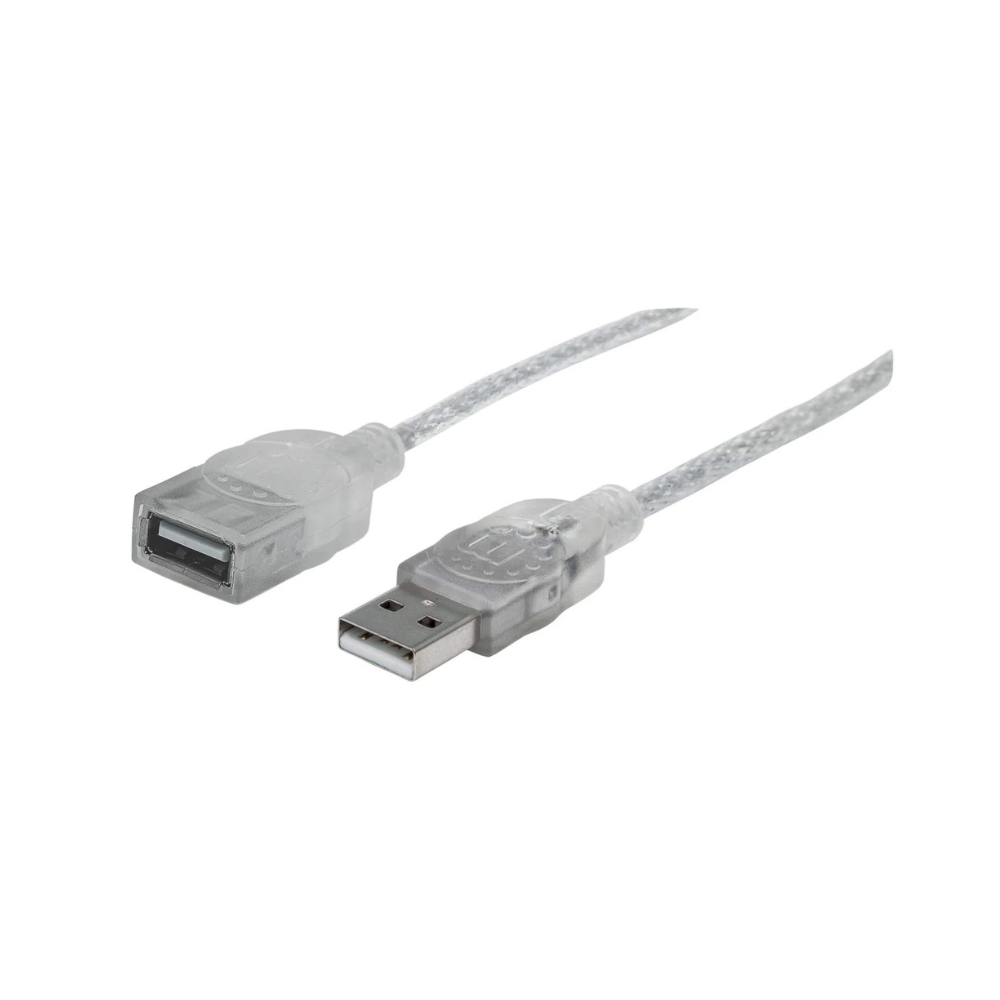 Cable Extensión USB V2.0 M-H 1.8M Plateado 480Mbps Manhattan (336314)