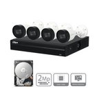 Kit Dahua NVR 4 canales PoE +4 cámaras bullet 2MP 1TB IR 30m IP67 exteriores