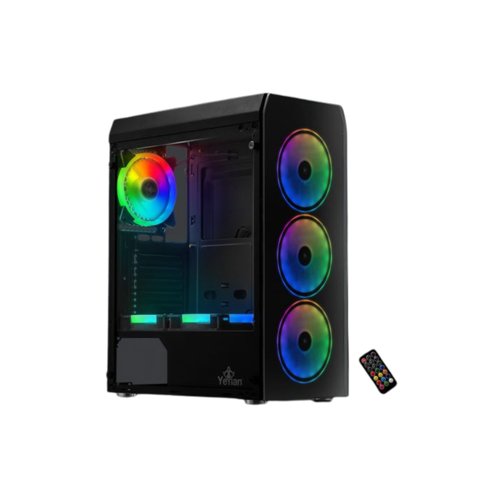 Gabinete Yeyian Krypton ATX, 3 Ventiladores ARGB, Cristal Templado (YCH-MTA7-01BK)