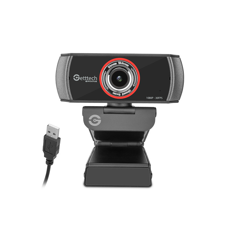 Webcam de Streaming Getttech - Full HD, 30FPS, USB, Microfonos Dobles (GPW-FHDMF-G1)