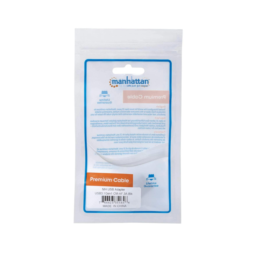 Adaptador Manhattan USB-C V3.1 CM-AH Negro (354646)