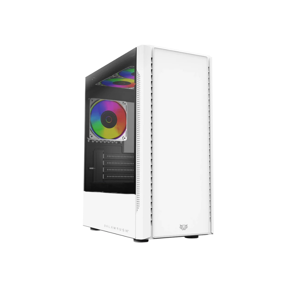 Gabinete Balam Rush Nyx GI730 Blanco Mini Torre Max MB ATX Panel Izquierdo Con Cristal Frente Sólido Con Ranura 1xUSB 3.0 3 Ventiladores RGB