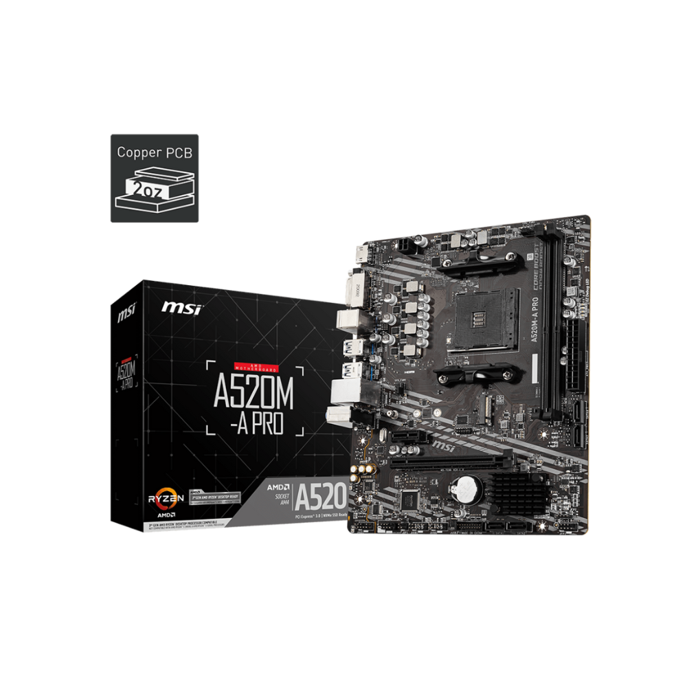 Tarjeta Madre MSI A520M-A Pro Socket AM4 2xDDR4 HDMI / DVI-D Micro ATX