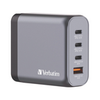 Cargador de Pared Verbatim GaN 140W, 2 Puertos USB-C PD 140W, 1 Puerto USB-C PD 20W, 1 Puerto USB-A QC 3.0