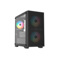 Gabinete Balam Rush Carbono Aircool 4000A Mini torre negro 3xVentiladores ARGB Micro ATX / Mini ITX sin fuente